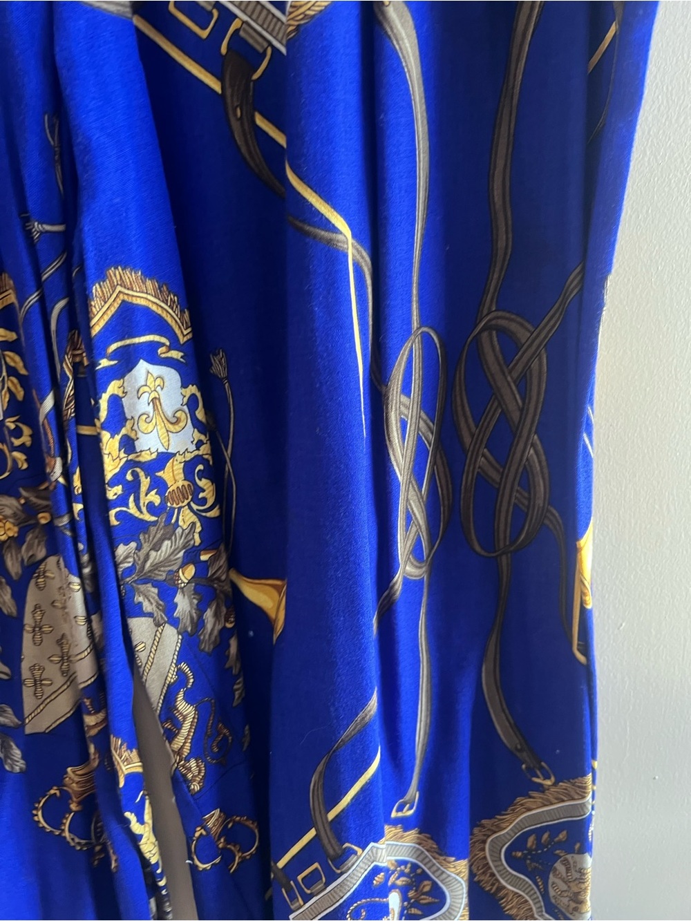 Cropped Wide Leg Printed Culotte Pants in Royal Blue - Picture 7 of 10